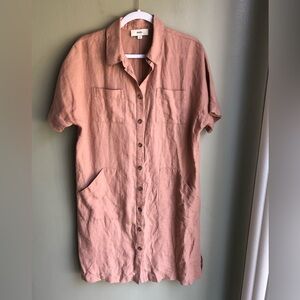 Sauths Audrey Linen Shirt Dress In Clay Size: S